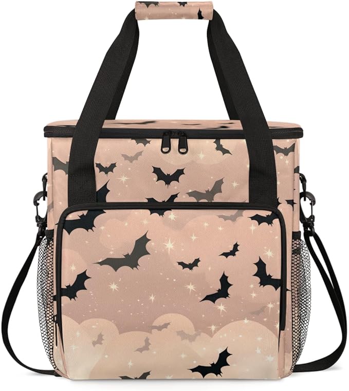 Gothic Bat Coffee Maker Carrying Bag Retro Bat Portable Travel Storage Tote Bag Compatible with K-Mini or K-Mini Plus Single Serve Coffee Brewer Carrying Case with Multiple Pockets &amp Shoulder St