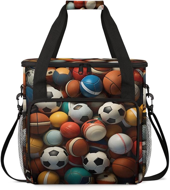 Graffiti Football Coffee Maker Carrying Bag Cute Football Travel Storage Bag Compatible with K-Mini or K-Mini Plus Single Serve Coffee Brewer Carrying Case with Multiple Pockets &amp Shoulder Strap
