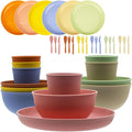 Wheat Straw Dinnerware Set 36pcs Dishes Plates and Bowls Sets Service for 6 Reusable Dinnerware Set Kitchen Cups Plates and Bowls Sets