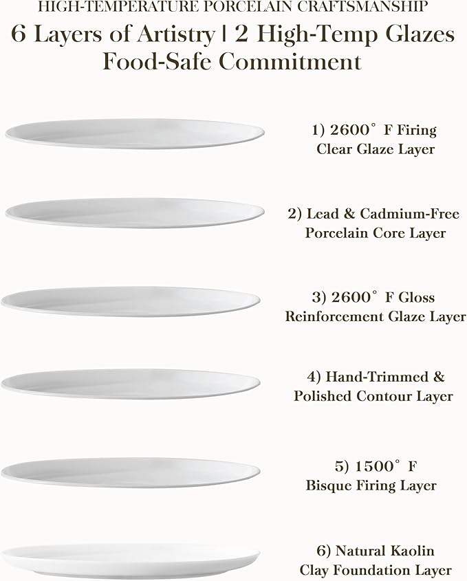 MALACASA 24 Pieces Gourmet Porcelain Dinnerware Sets Premium Plates and Bowls Set High-Fired Ceramic Dishes Set for 8 Chip &amp Scratch Resistant Microwave Dishwasher Safe White Series LEXI