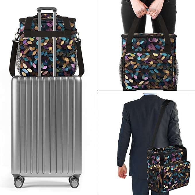 Botanic Feather Coffee Maker Carrying Bag Portable Travel Storage Tote Bag Compatible with K-Mini or K-Mini Plus Single Serve Coffee Brewer Carrying Case with Multiple Pockets &amp Shoulder Strap