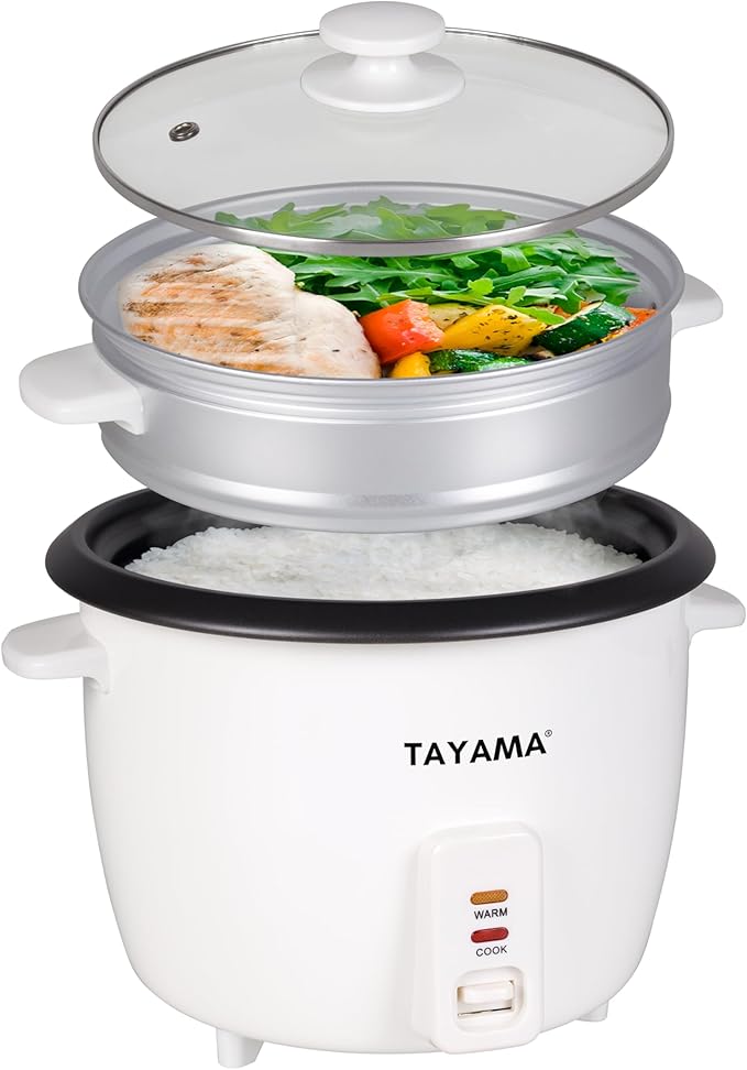 Tayama Rice Cooker with Steam Tray 3 Cup White (RC-03R)