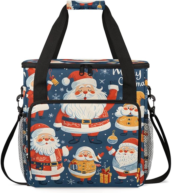 Xmas Santa Claus Coffee Maker Carrying Bag Cartoon Santa Claus Travel Storage Bag Compatible with K-Mini or K-Mini Plus Single Serve Coffee Brewer Carrying Case with Pockets &amp Shoulder Strap
