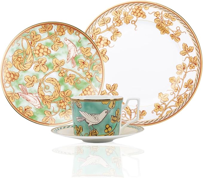bone china dinnerware set dishes set for 4 people porcelain dinnerware sets for hotel family gathering banquet wedding(Includes 4 dining plates 4 dessert plates4 coffee cups and 4 saucers)