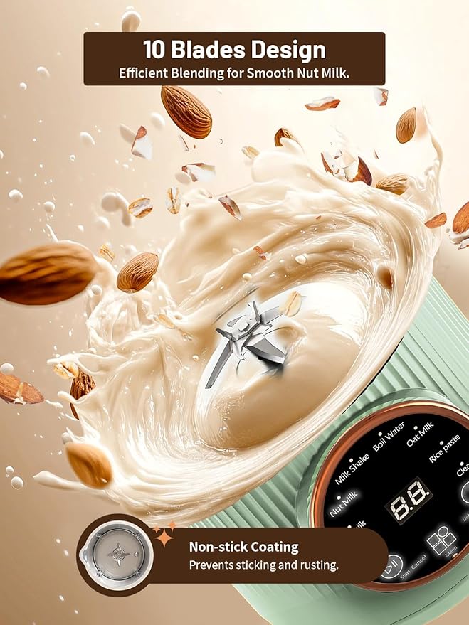 Nut Milk Maker Machine 35oz Homemade Soy Almond Oat Coconut Plant Based and Non Dairy Beverages 8 in 1 Automatic Soybean Machine With 12H Delay Start/Keep Warm/Boil Water