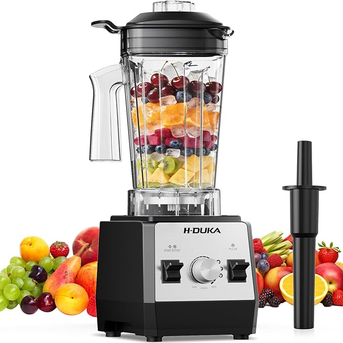 Blender Countertop Blenders for Kitchen with 64oz Pitcher Powerful 25000 PRM Blender for Smoothies Ice Crushing Frozen Fruits Milkshakes Pulse Function Self-Cleaning (Silver Black)