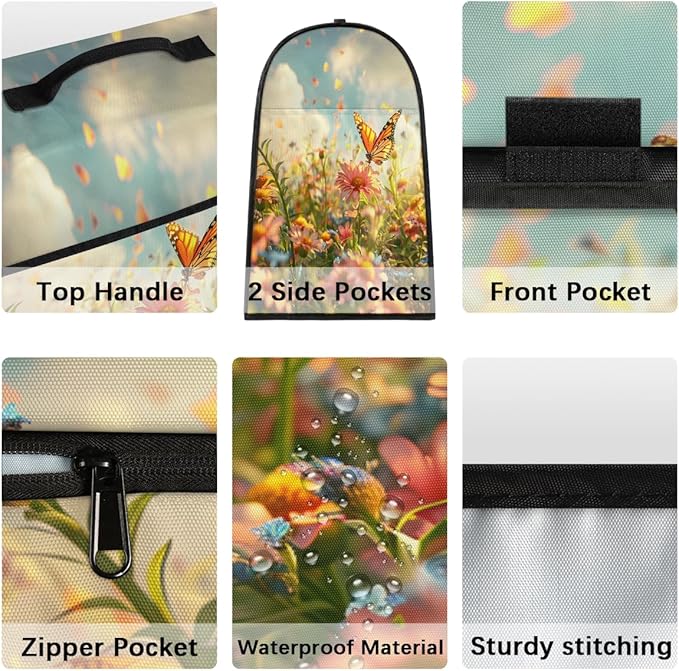 Kitchen Aid Mixer Cover Lovely Butterfly Flower Stand Mixer Cover Compatible with 6-8 Quarts Stand Mixers Dust Covers with Zipper Pocket Foldable Washable Kitchen Aid Organizer Bag