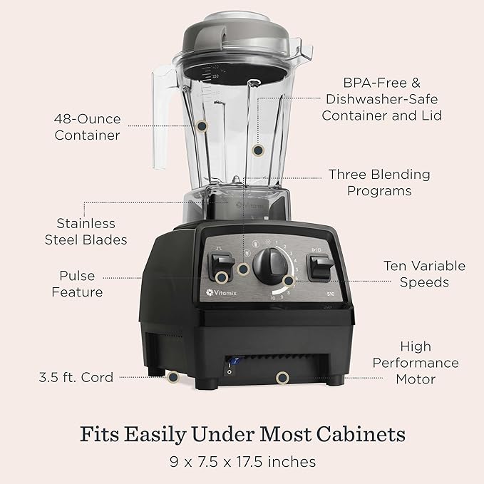 Vitamix Propel Series 510 Blender with Three Blending Programs Professional-Grade Blender for Smoothies and More Stainless-Steel Blades Self-Cleaning Kitchen Appliance 48 Oz Container Slate