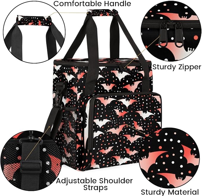 Gothic Bat Coffee Maker Carrying Bag Fantastic Bat Travel Storage Bag Compatible with K-Mini or K-Mini Plus Single Serve Coffee Brewer Carrying Case with Multiple Pockets &amp Shoulder Strap