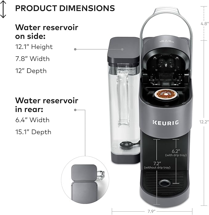 Keurig K-Supreme Single Serve K-Cup Pod Coffee Maker MultiStream Technology 4 Brew Sizes 66oz Dual-Position Removable Reservoir Gray