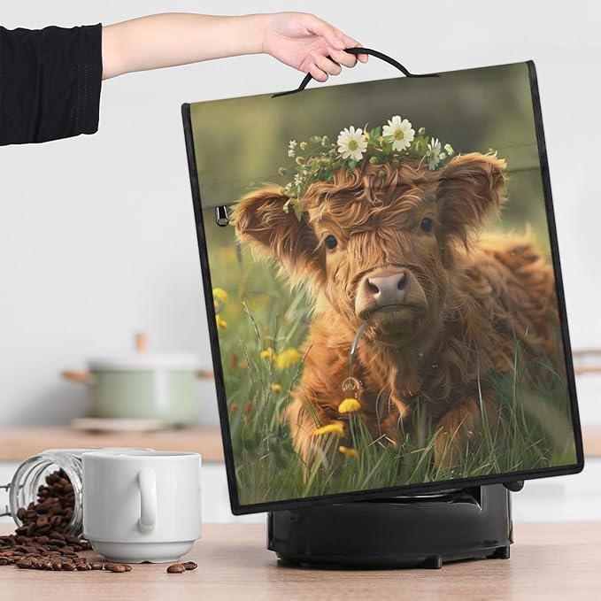 cfpolar Kitchen Aid Mixer Cover Compatible with 6-8 Quarts Animal Highland Cattle Flower Stand Mixer Cover Kitchen Aid Mixers Accessories Appliance Organizer Bag Dust Covers with Zipper Pocket