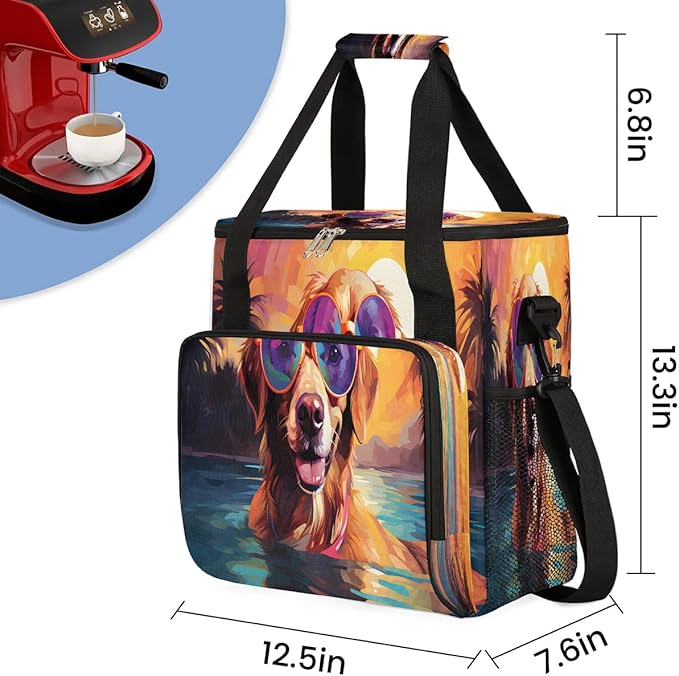 Summer Dog Coffee Maker Travel Bag for K-Mini or K-Mini Plus Single Serve Coffee Brewer Portable Storage Tote Case for Tarvel