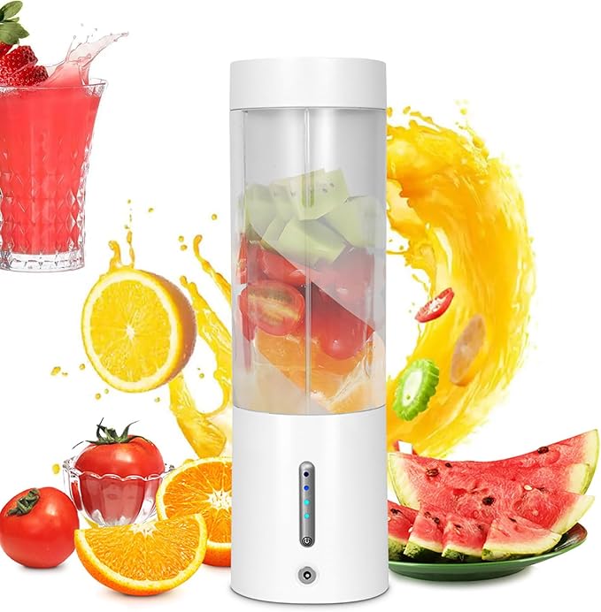 Personal Size Juicer Portable Mini Smoothie Blender 450ml Rechargeable Fruit Mixer with 6 Blades 25 Cups Output/Full Charged and Easy to Clean BPA Free Material for Shakes Fresh Juices