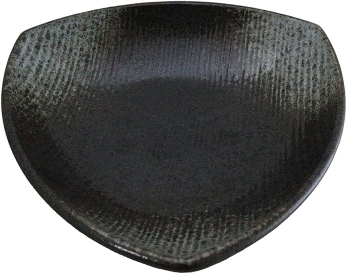 Ebros Gift Artistic Charcoal Grey Tone Hakumu Porcelain Collection Dinnerware Serveware Kitchenware Set Asian Japanese Restaurant Supply (Pack of 5 Appetizer Salad Triangular Deep Serving Plates)