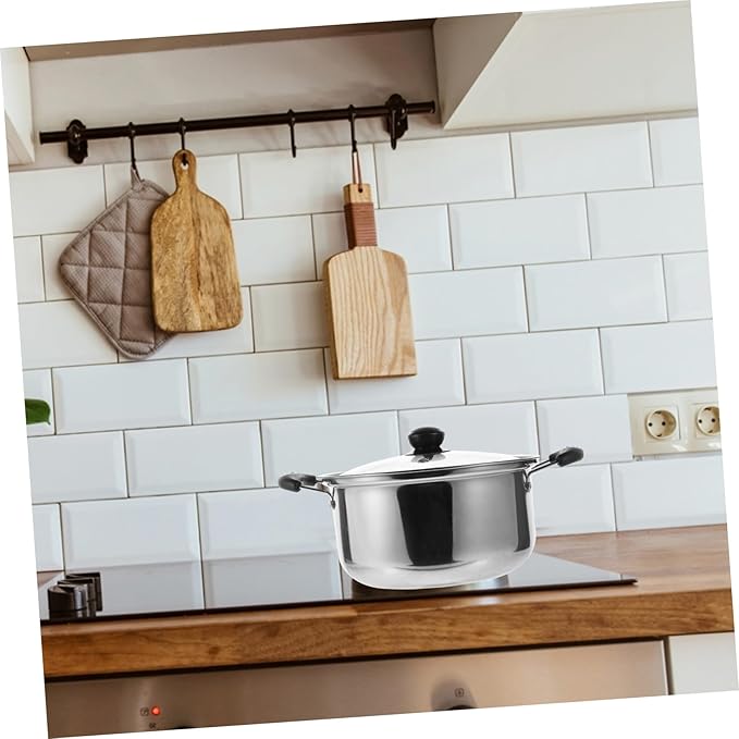 1Set Stainless Steel Cookware Set Kitchen Cookware with Soup Pot Frying Pan and Milk Pot Multi Function Cooking Everyday Use Easy to Clean