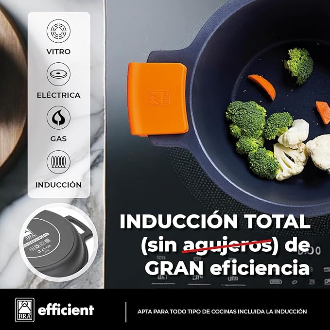 Bra Efficient 7-Piece Cast Aluminium Non-Stick Cookware Set for All Heat Sources Including Induction