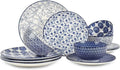 Ceramic 12-Pieces Dinnerware Sets Dish Plates and Bowls Service for 4 Dinner Salad Dessert