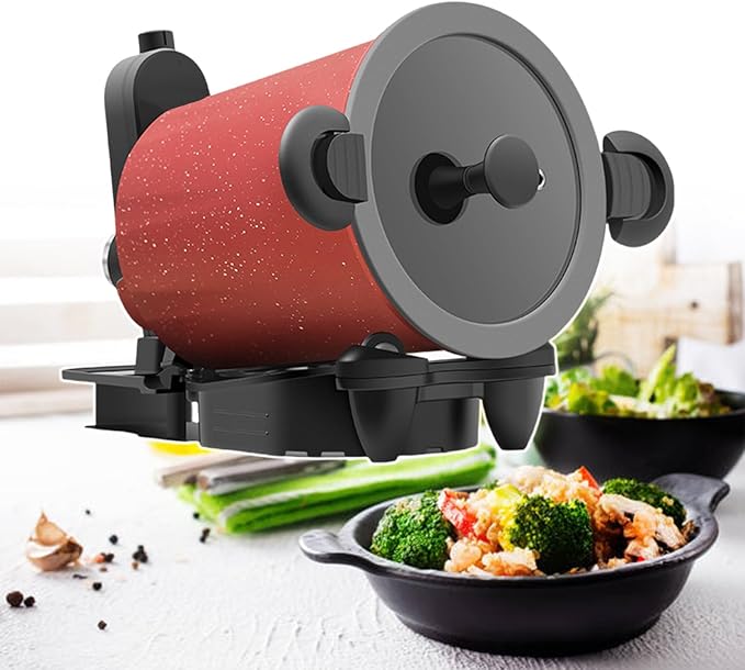 Automatic Cooking Machine 1-2L Auto Stir Fry Wok Fried Rice Cooking Machine with 360° Rotating 3D All-round Heating for Stir Frying Stewing Cooking