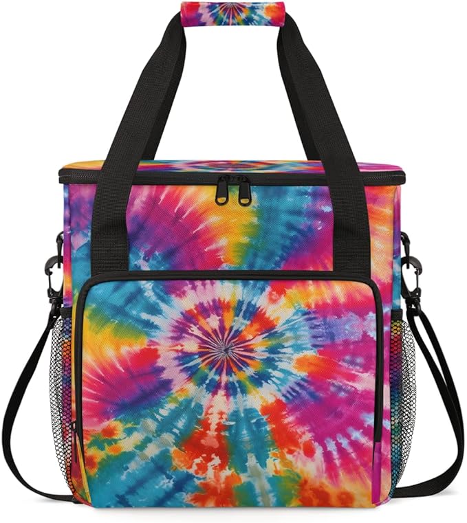 Tie Dyeing Coffee Maker Carrying Bag Light Blue Pink Travel Storage Bag Compatible with K-Mini or K-Mini Plus Single Serve Coffee Brewer Carrying Case with Multiple Pockets &amp Shoulder Strap