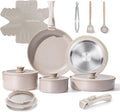 Chef Power Ceramic Nonstick Pots and Pans Set 19 Piece with Detachable Handle Induction Dishwasher Oven Safe Cookware Set RV Kitchen Set Removable Handle Mocca Taupe