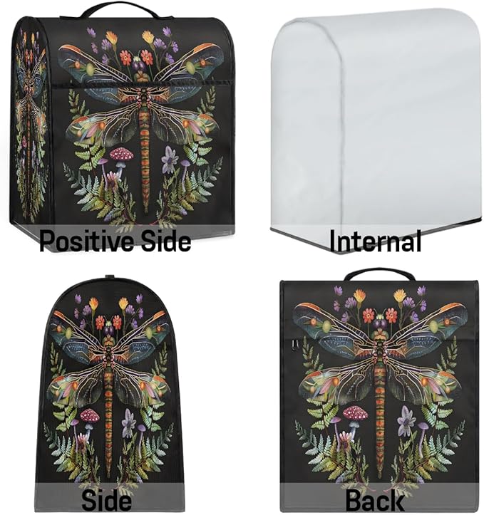 cfpolar Kitchen Aid Mixer Cover Compatible with 6-8 Quarts Animal Dragonfly Flower Stand Mixer Cover Kitchen Aid Mixers Accessories Appliance Organizer Bag Dust Covers with Zipper Pocket