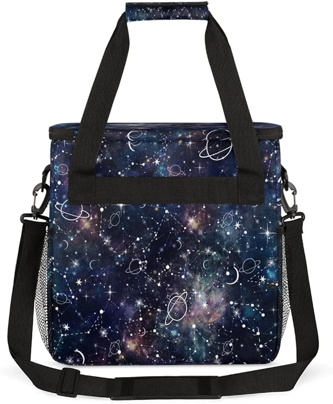 Galaxy Universe Starry Sky Coffee Maker Carring Bag Travel Carrying Storage Tote Bag Compatible Portable Single Serve Coffee Brewer Case with Pockets for K-cup Pods