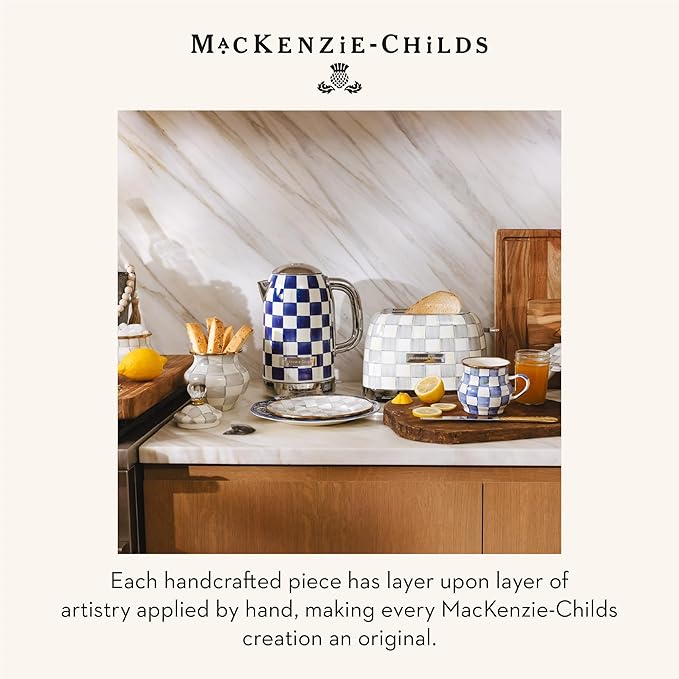 MACKENZIE-CHILDS 2-Slice Toaster Decorative Toaster for Kitchen Gray-and-White Sterling Check