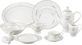 Lorren Home Trends La Luna Bone China 57-Piece Silver Embossed Design Dinnerware Set Service for 8