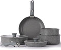 Non Stick Pot and Pan Set with Removable Handle Ceramic Cookware Set Detachable Handle Induction Kitchen Camping Stackable Pots Pans Dishwasher/Oven Safe Grey