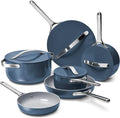 Caraway Deluxe Non-stick Ceramic Cookware Set (16 Piece) Pots Frying Pans Lids and Kitchen Storage - PFAS &amp PFOA Free - Oven Safe Pan Set &amp Compatible with All Stovetops - Navy