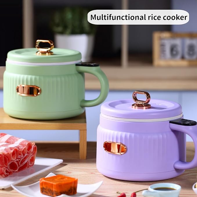 Mini Rice Cooker 1.6L Small Non-Stick Electric Pot for Rice Soup &amp Steaming with 12-Hour Keep Warm Ideal for 1-3 People (green)