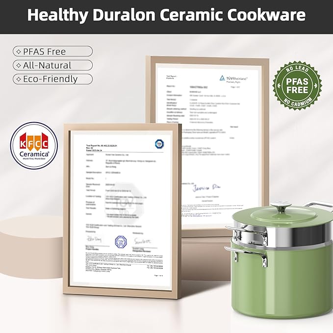 Nuwave Lux 13pc Forged Lightweight Cookware Set PFAS Free Healthy G10 Duralon Ceramic Coating Ultra Non-Stick Stay-Cool Handles Works on All Cooktops &amp Induction Ready