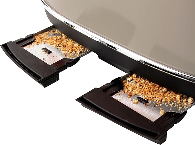 Haden Dorset 4-Slice Wide-Slot Toaster Stainless-Steel Bread Toaster with Adjustable Browning Control Crumb Tray &amp Non-Slip Feet Putty &amp Chrome