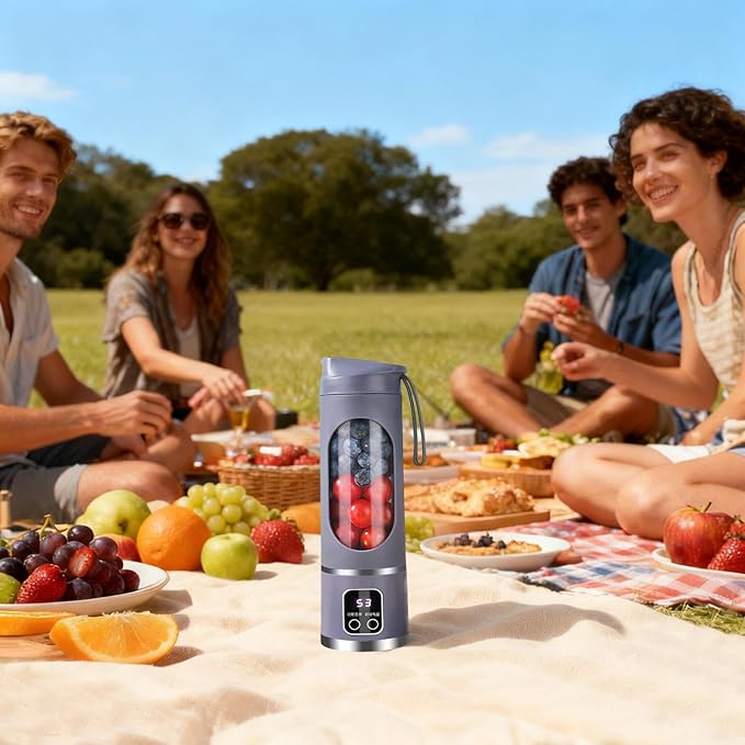 Portable Blender | 450ml Wireless Compact Maker with LED DisplayPortable Juicer Cup - for Home Gym Kitchen Beach School Camping Hiking Picnic Vacation Apartment Dorm