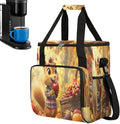 Cartoon Squirrel Apple Maple Leaf Coffee Maker Carring Bag Travel Carrying Storage Tote Bag Compatible with Keurig K-Mini or K-Mini Plus Portable Single Serve Coffee Brewer Case with Pockets