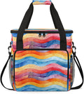 Wavy Striped Coffee Maker Travel Bag for Keurig K-Mini/K-Mini Plus Insulated Waterproof Tote with Pockets for K-Cup Portable Single-Serve Brewer Case