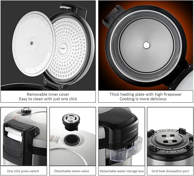 Large Commercial Rice Cookerwith Nonstick Inner PotFast Cooking and 24-Hour Keep Warmfor RestaurantsHotels and Catering for 10-50 People Rice Cooker25L-2650W25L-2650W