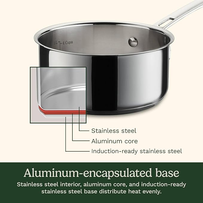 13-Piece Stainless Steel Cookware Set with Glass Lids and Kitchen Utensils