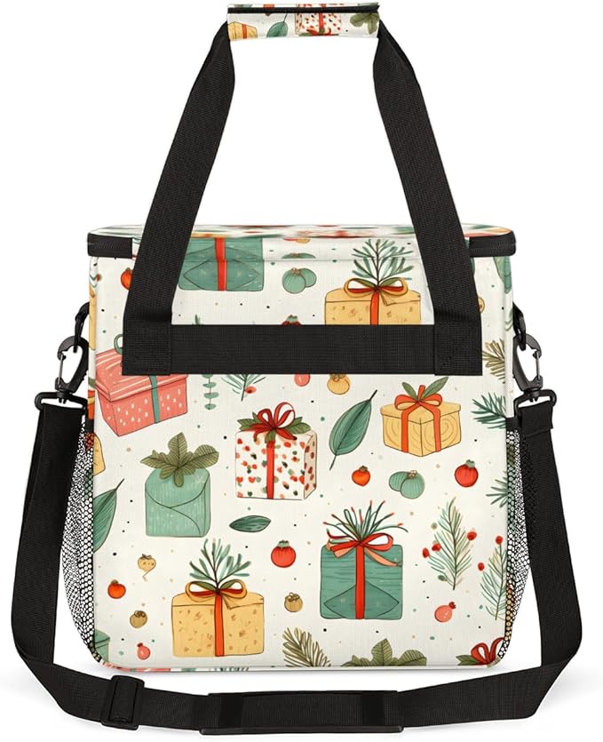 Coffee Maker Carrying Bag Watercolor Christmas Pattern Travel Storage Bag Compatible with K-Mini or K-Mini Plus Single Serve Coffee Brewer Carrying Case with Pockets &amp Shoulder Strap
