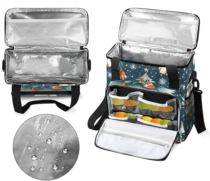 Christmas Festivals Coffee Maker Carrying Bag Retro Tree Travel Storage Bag Compatible with K-Mini or K-Mini Plus Single Serve Coffee Brewer Carrying Case with Multiple Pockets &amp Shoulder Strap