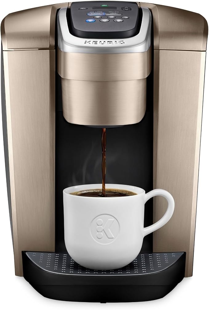 Keurig K-Elite Single Serve K-Cup Pod Coffee Maker with Strength and Temperature Control Iced Coffee Capability 8 to 12oz Brew Size Programmable Brushed Gold
