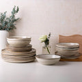 AmorArc Ceramic Dinnerware SetsHandmade Reactive Glaze Stoneware Plates and Bowls SetsHighly Scratch Resistant | Dishwasher &amp Microwave Safe Dishes SetService for 6 (18pc)
