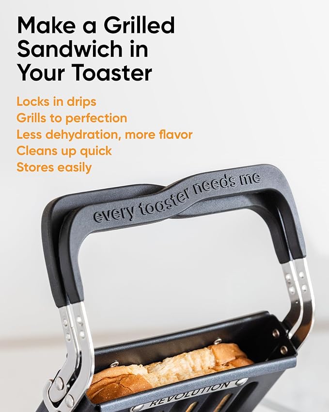 Revolution Toastie Press (Works With All Toasters) Conveniently Toast Delicious Grilled Cheeses Quesadillas and Paninis in Your Toaster