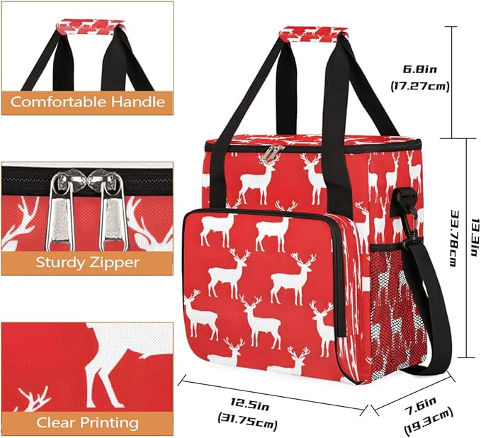 Christmas (749) Coffee Maker Carring Bag Travel Carrying Storage Tote Bag Compatible with Keurig K-Mini or K-Mini Plus Portable Single Serve Coffee Brewer Case with Pockets for K-cup Pods
