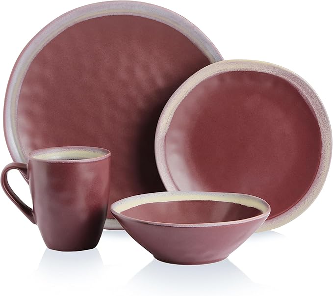 Stone Lain Serafina Stoneware 16-piece Round Dinnerware Set Wine
