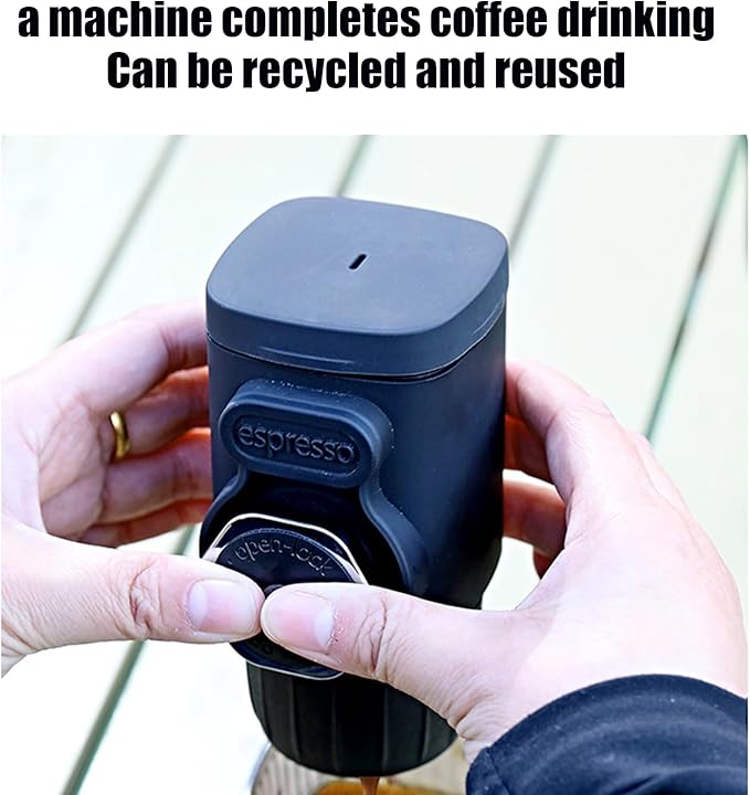 Travel Coffee Maker | Reusable Grinder Hand-Pressed Serve Machine Car Coffee Maker - Portable Electric CoffeeMaker For Kitchen Camping Car Outdoor Indoor