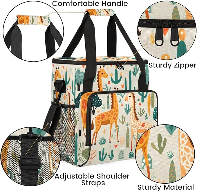 Forest Giraffe Coffee Maker Carrying Bag Graffiti Giraffe Travel Storage Bag Compatible with K-Mini or K-Mini Plus Single Serve Coffee Brewer Carrying Case with Multiple Pockets &amp Shoulder Strap