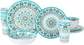 Melamine Dinnerware Set for 4-16 Pcs:Camping Dishes Set with Dinner PlatesSalad PlatesBowls and Cups.Lightweight and Unbreakable.Indoor and Outdoor Use.