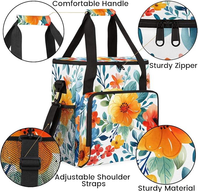 Opulent Flower Coffee Maker Carrying Bag Portable Travel Storage Tote Bag Compatible with K-Mini or K-Mini Plus Single Serve Coffee Brewer Carrying Case with Multiple Pockets &amp Shoulder Strap