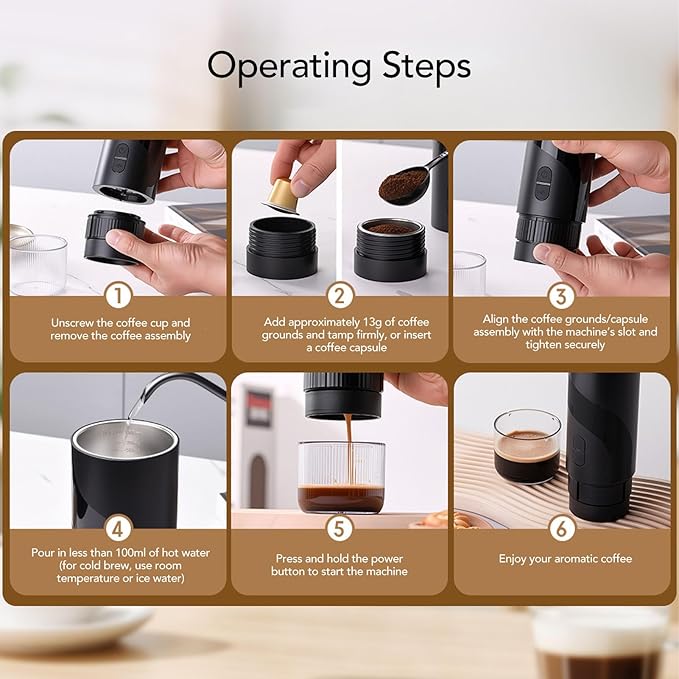 Handheld Coffee Machine Dual Mode Extraction High Pressure Performance for Outdoor Camping People Red
